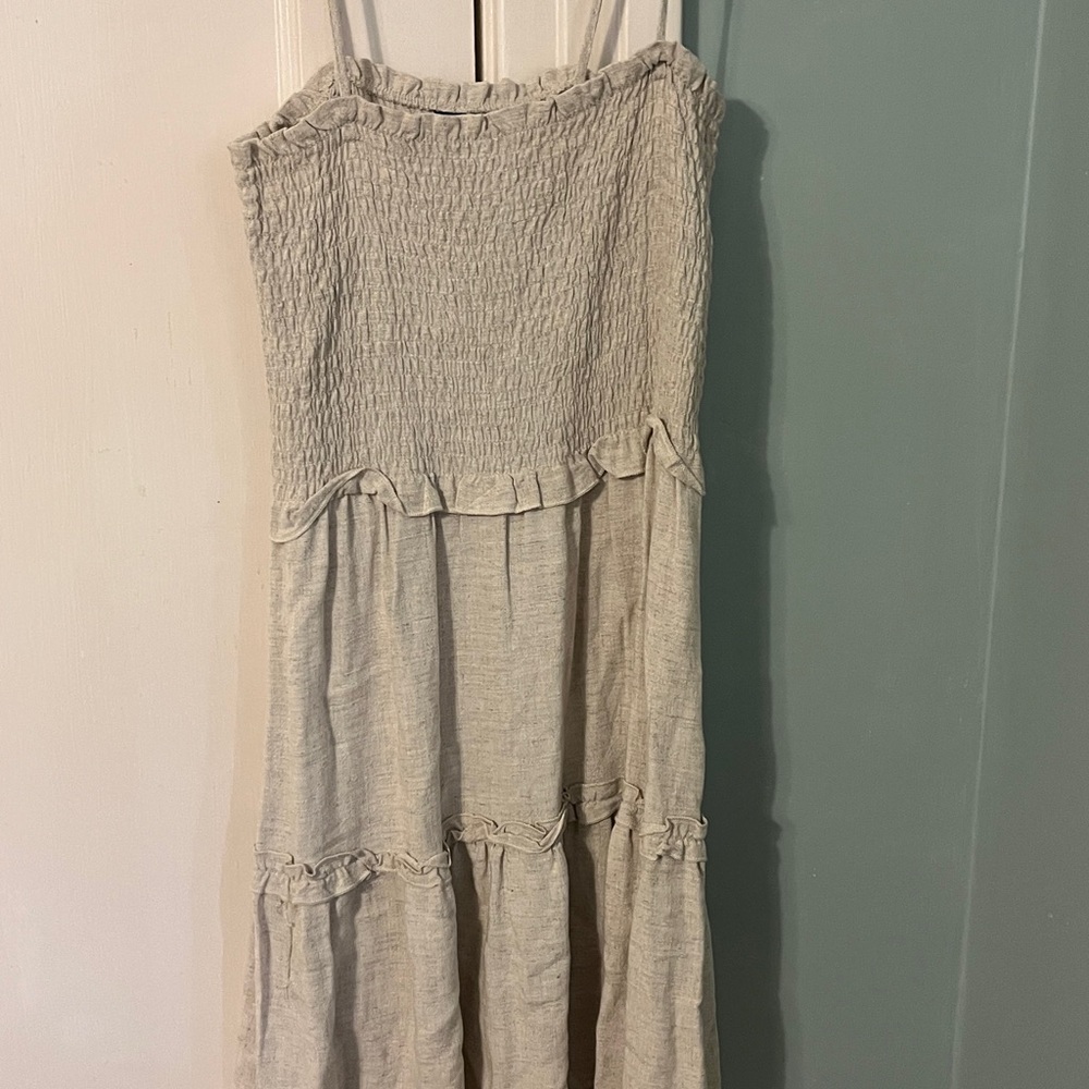 Elegant Grey Smocked Dress